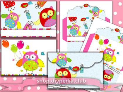 2 Baby Envelope Templates with cute owls (#5.1)