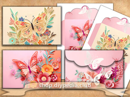 2 Floral and Butterfly Envelope Templates (#2.5)