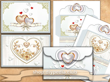 2 Wedding Envelope Templates with hearts (#4.1)