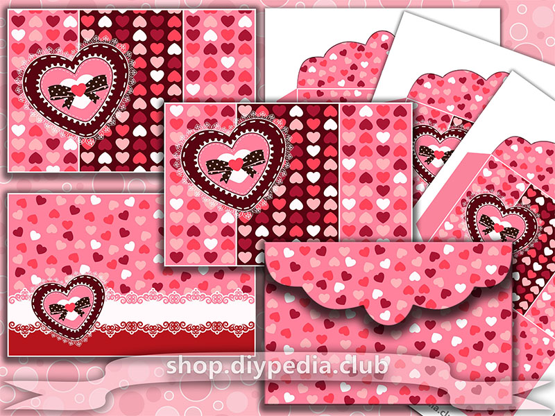 3 Love Envelope Templates with Many Hearts (#3.10)