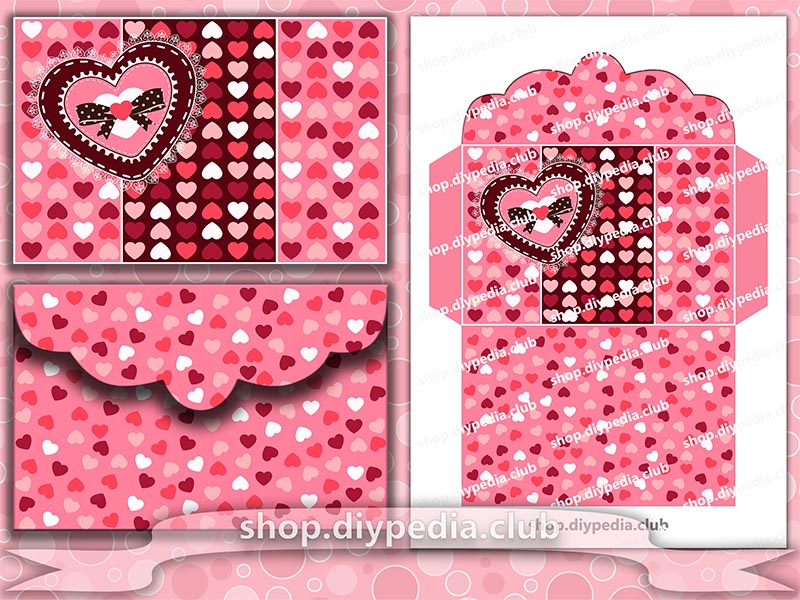 3 Love Envelope Templates with Many Hearts (#3.10)