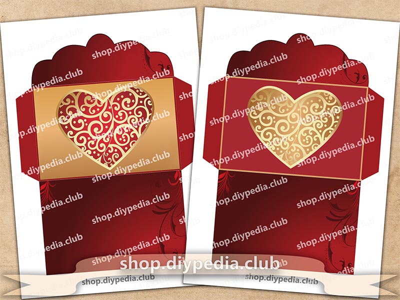 2 Love Envelope Templates with Heart (#3.8)